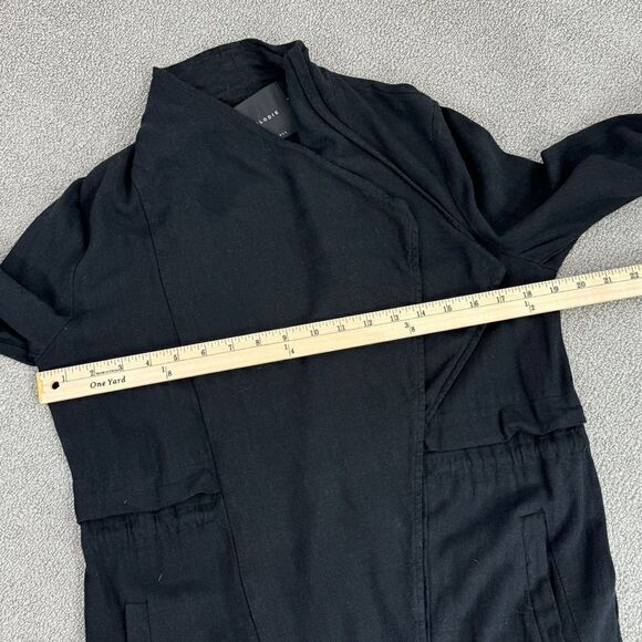Elodie Waterfall Linen Blend Cardigan Topper Jacket Black XS Open - Picture 13 of 14